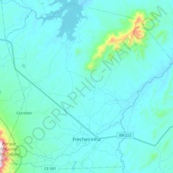 Mapa topográfico Frecheirinha, altitude, relevo