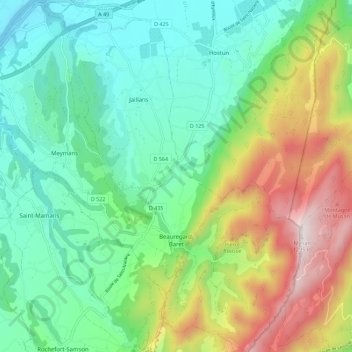 Mapa topográfico Beauregard-Baret, altitude, relevo