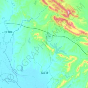 Mapa topográfico 石龙, altitude, relevo