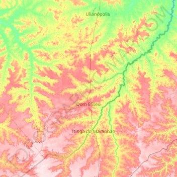 Mapa topográfico Dom Eliseu, altitude, relevo