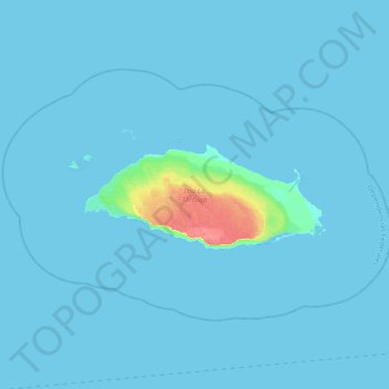 Mapa topográfico Isla Tortuga, altitude, relevo