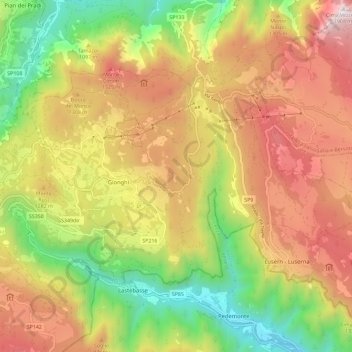 Mapa topográfico Lavarone, altitude, relevo