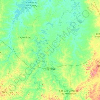 Mapa topográfico Bacabal, altitude, relevo