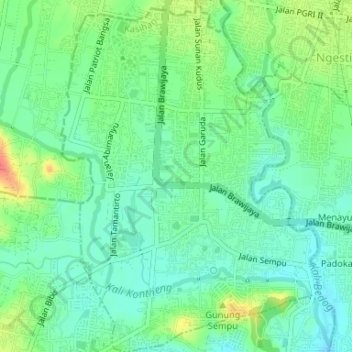 Mapa topográfico Tamantirto, altitude, relevo