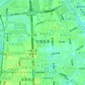 Mapa topográfico 凯旋街道, altitude, relevo