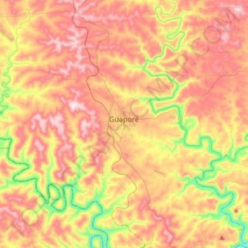Mapa topográfico Guaporé, altitude, relevo