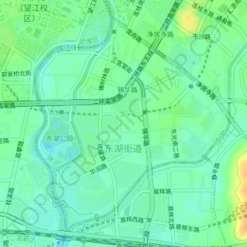 Mapa topográfico 东湖街道, altitude, relevo