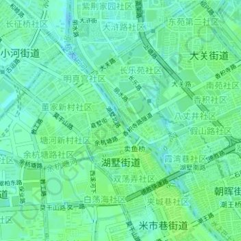 Mapa topográfico 湖墅街道, altitude, relevo