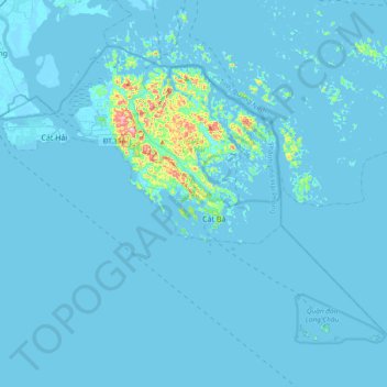Mapa topográfico Cát Hải, altitude, relevo