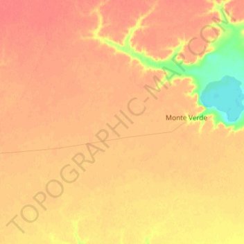 Mapa topográfico Monte Verde, altitude, relevo