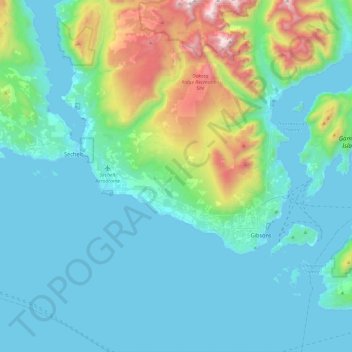 Mapa topográfico Area D (Roberts Creek), altitude, relevo