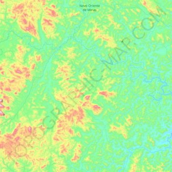 Mapa topográfico Topázio, altitude, relevo
