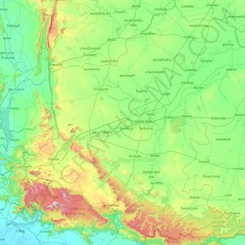 Mapa topográfico Nakhon Ratchasima, altitude, relevo