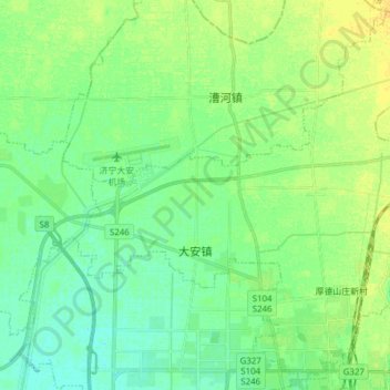 Mapa topográfico 大安镇, altitude, relevo