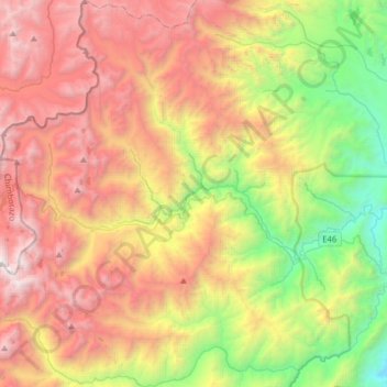 Mapa topográfico Zuñac, altitude, relevo
