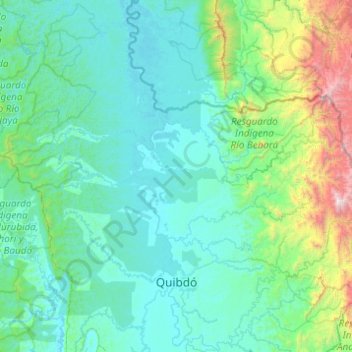 Mapa topográfico Quibdó, altitude, relevo