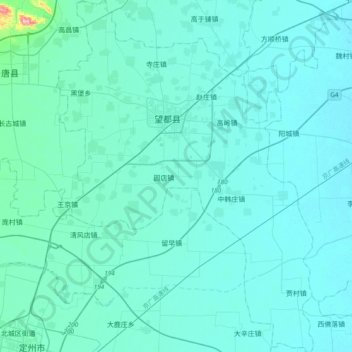 Mapa topográfico 望都县, altitude, relevo