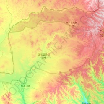 Mapa topográfico 御道口草原森林风景区, altitude, relevo
