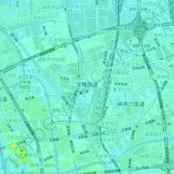 Mapa topográfico 文晖街道, altitude, relevo