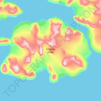 Mapa topográfico остров Чамп, altitude, relevo