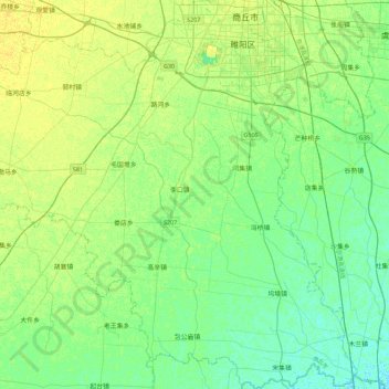 Mapa topográfico 睢阳区, altitude, relevo