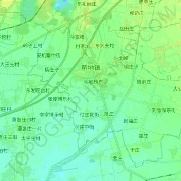 Mapa topográfico 稻地镇, altitude, relevo