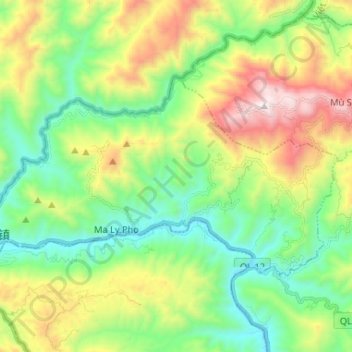 Mapa topográfico Xã Ma Ly Pho, altitude, relevo