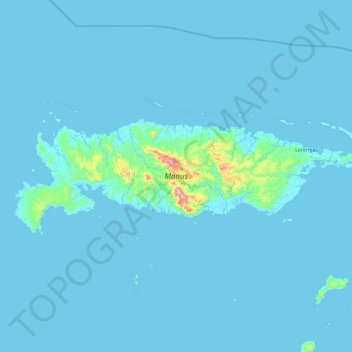 Mapa topográfico Manus, altitude, relevo