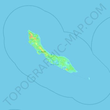 Mapa topográfico Curaçao, altitude, relevo
