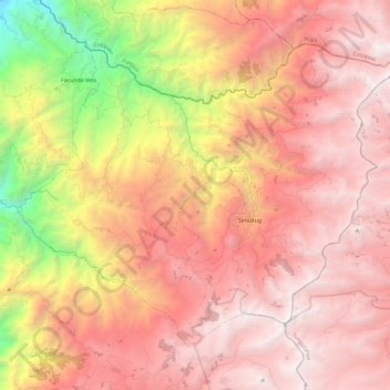 Mapa topográfico Simiatug, altitude, relevo