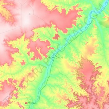 Mapa topográfico Cristino Castro, altitude, relevo