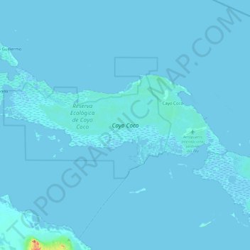 Mapa topográfico Cayo Coco, altitude, relevo