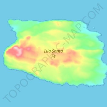 Mapa topográfico Isla Santa Fe, altitude, relevo