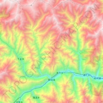 Mapa topográfico 薛城镇, altitude, relevo