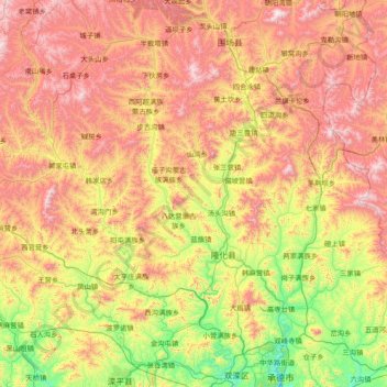 Mapa topográfico 隆化县, altitude, relevo