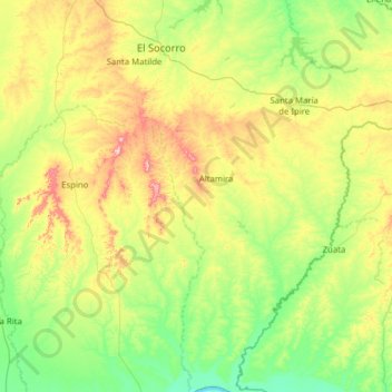 Mapa topográfico Parroquia El Socorro, altitude, relevo
