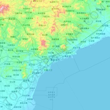 Mapa topográfico 秦皇岛市, altitude, relevo
