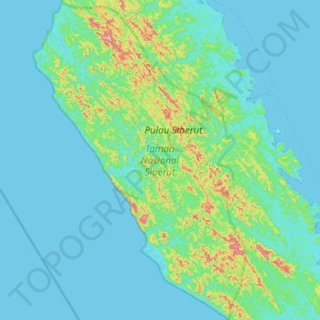 Mapa topográfico Siberut National Park, altitude, relevo