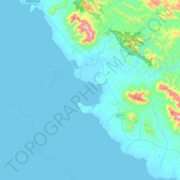 Mapa topográfico Kаala-Gomen, altitude, relevo
