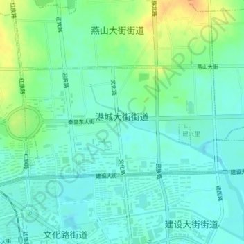 Mapa topográfico 港城大街街道, altitude, relevo