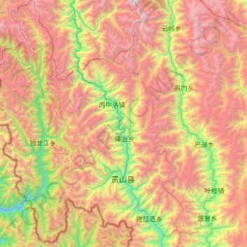 Mapa topográfico Gongshan Derung and Nu Autonomous County, altitude, relevo