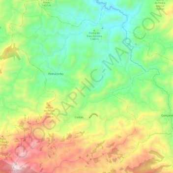 Mapa topográfico Costas, altitude, relevo