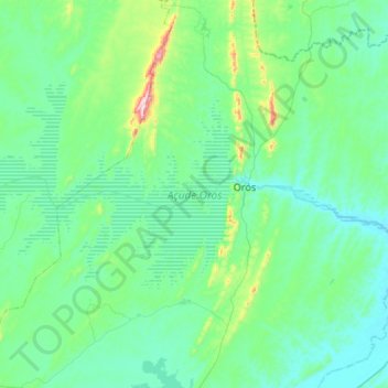 Mapa topográfico Açude Orós, altitude, relevo