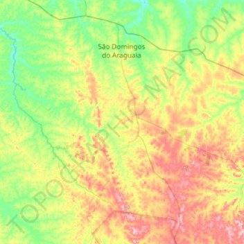Mapa topográfico São Domingos do Araguaia, altitude, relevo