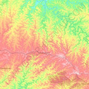 Mapa topográfico Guaraniaçu, altitude, relevo