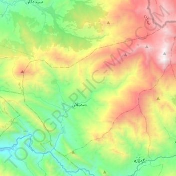Mapa topográfico ناحیەی سمیلان, altitude, relevo