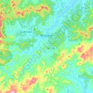 Mapa topográfico Brusque, altitude, relevo