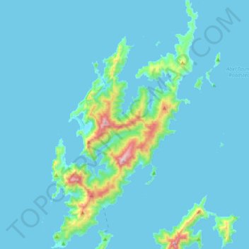 Mapa topográfico d'Urville Island, altitude, relevo