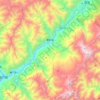 Mapa topográfico 南新镇, altitude, relevo