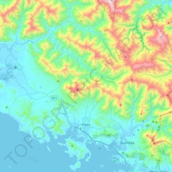 Mapa topográfico Païta, altitude, relevo